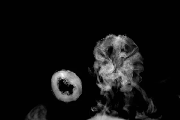 circle smoke, abstract powder, water spray. isolated on black background.