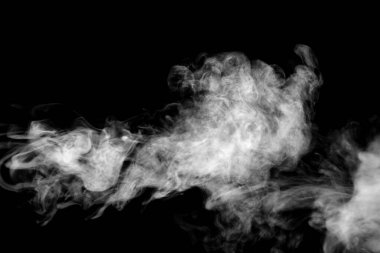 Beyaz duman izole, soyut toz, siyah arkaplanda su spreyi.