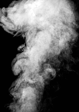Beyaz duman izole, soyut toz, siyah arkaplanda su spreyi.