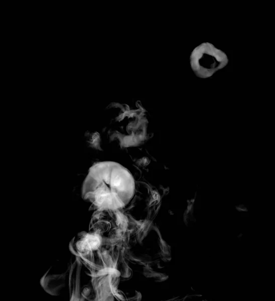 White Circle Smoke Abstract Powder Water Spray Isolated Black Background — Stock Photo, Image