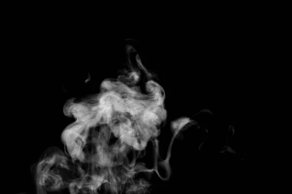 白色烟雾隔离 抽象粉末 黑色背景上的水雾 — 图库照片