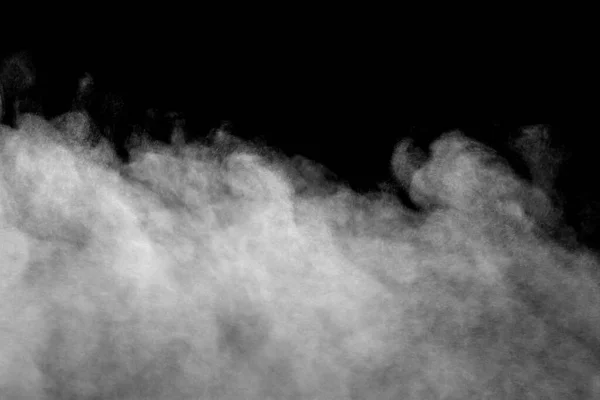 Humo Blanco Aislado Polvo Abstracto Aerosol Agua Sobre Fondo Negro —  Fotos de Stock