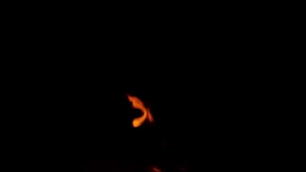 Vraies Flammes Feu Ralenti Isolées Sur Fond Noir Feu Joie — Video