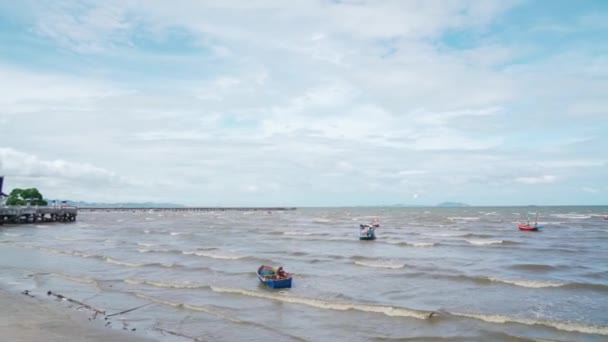 Панорама Знімала Пейзажі Пляжного Моря Неба Частково Хмарний День Морська — стокове відео