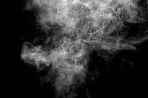 Fehér Füst Izolált Elvont Por Víz Spray Fekete Háttér — Stock Fotó