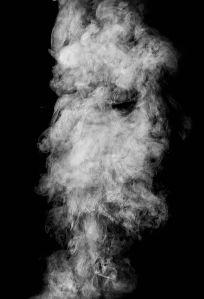 Fumée Blanche Isolée Poudre Abstraite Jet Eau Sur Fond Noir — Photo