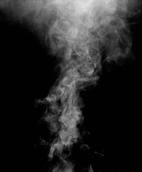 White Smoke Isolated Abstract Powder Water Spray Black Background — Stock Photo, Image