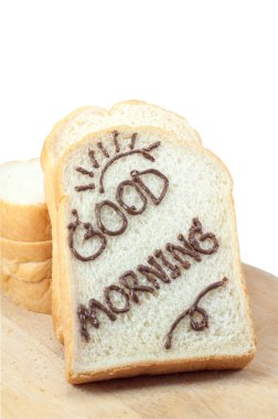 Ekmek dilimi ile çikolata ve kelime 