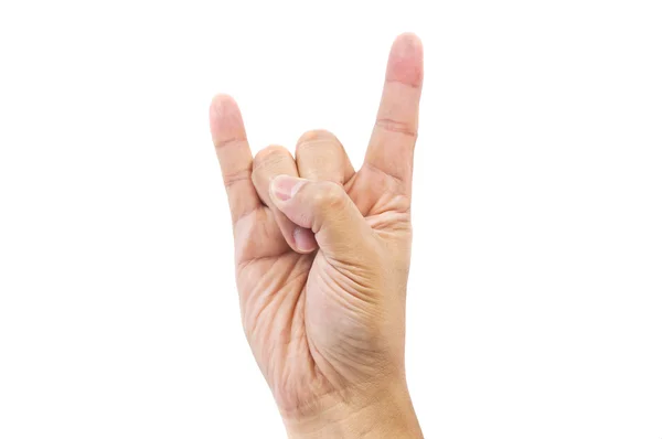 Mão de um homem fazendo sinal de rock n roll — Fotografia de Stock