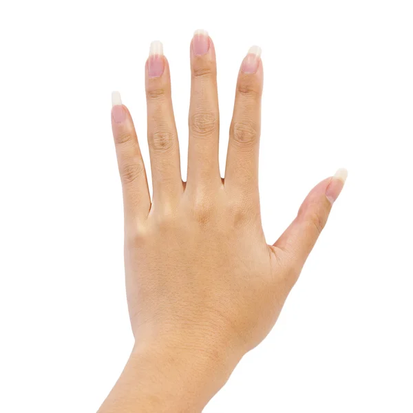 Mulher mão isolada no fundo branco — Fotografia de Stock