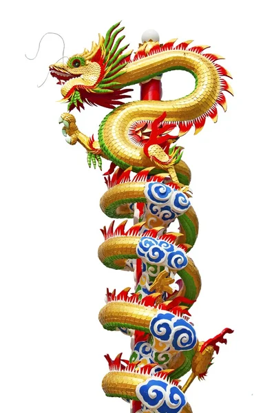 Beyaz arka planda Çin ejderhası heykeli