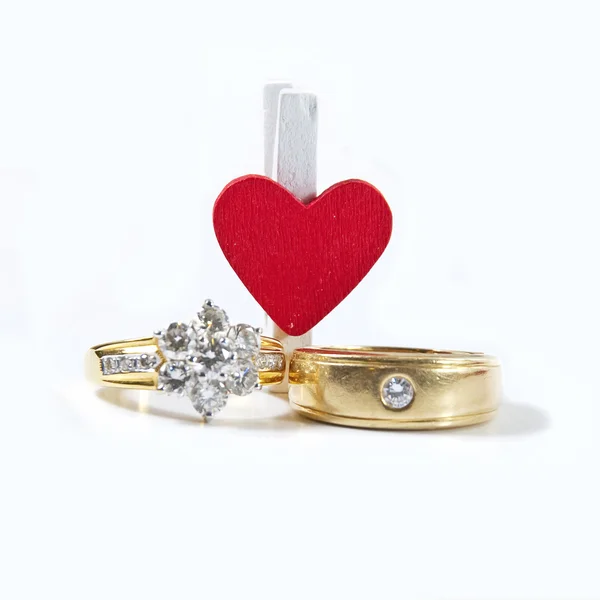Wedding diamond ring on white background — Stock Photo, Image