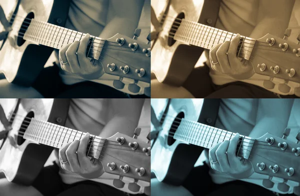 Vrouw spelen akoestische gitaar — Stockfoto