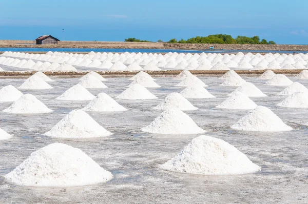 Granja de sal y cielo azul —  Fotos de Stock