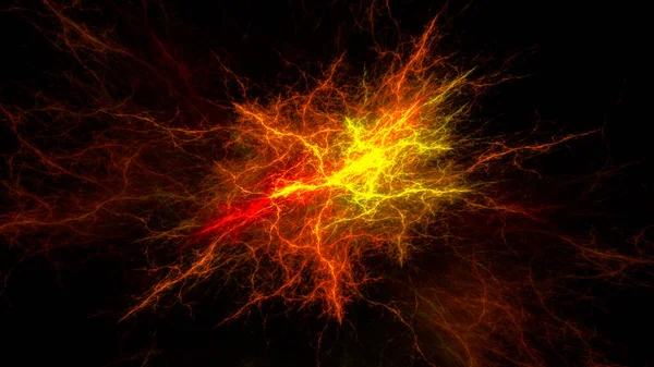 Siyah arka planda soyut parlak şimşek. Yaratıcılık ve tasarım için fraktal desen.