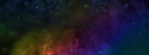 Ilustración Fractal Abstracta Nubes Multicolores Del Cielo Estrellado Banner Utilizado — Foto de Stock