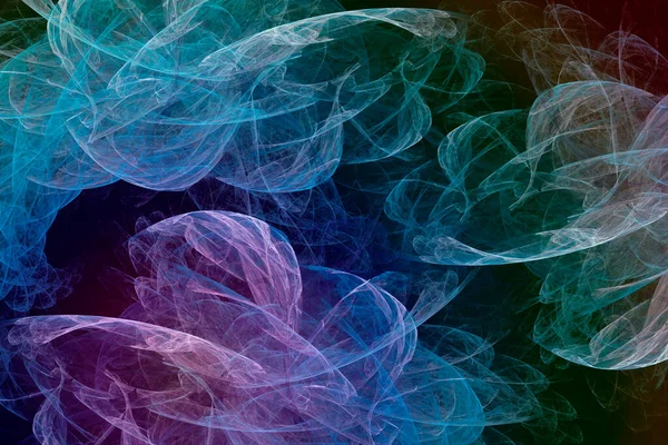 Abstraktní Neonový Fraktální Vzor Formě Kouře Tmavém Pozadí Vhodný Pro — Stock fotografie