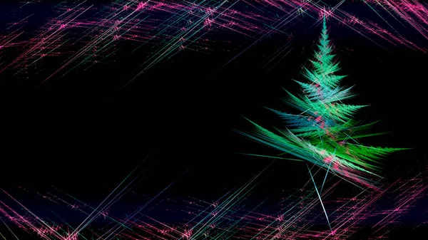 Ilustração Fractal Natal Neon Árvore Natal Brilhante Decorações Férias — Fotografia de Stock