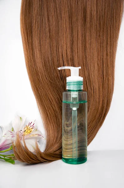 Aceite Cosmético Para Cabello Sobre Fondo Blanco Cuidado Del Cabello — Foto de Stock