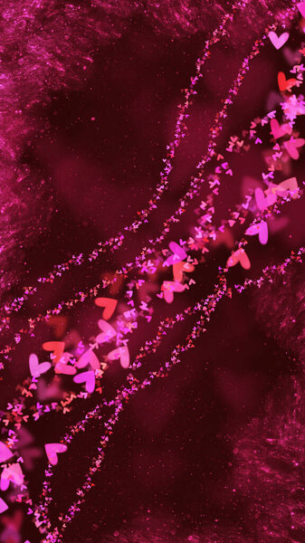 Swirling Heart Ribbons on Dark Romantic Background