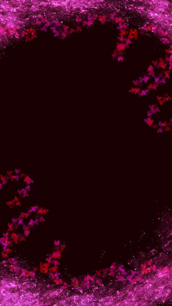 Heart Bokeh Border on Dark Romantic Background