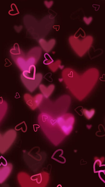 Dreamy Heart Pattern in Pink Red and Purple on Dark Background