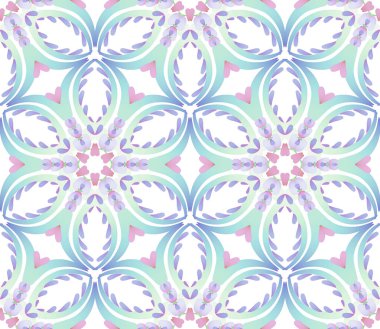 Zarif, pürüzsüz, soyut desenli, geometrik çiçek şekilli ve yumuşak pastel mavi ve pembe yapraklı. iSüs Pro 'da elle yapıldı