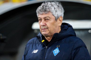 Kyiv, Ukrayna. FC Dinamo Kyiv Mircea Lucescu 'nun teknik direktörü 