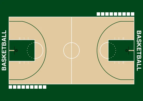 Campo Basket Con Colore Verde Crema Pallacanestro Campo Tattico Progettazione — Vettoriale Stock