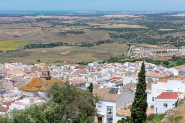 fields of the province of Cadiz with windmills, wind farm. Andalusia. Spain. Europe.