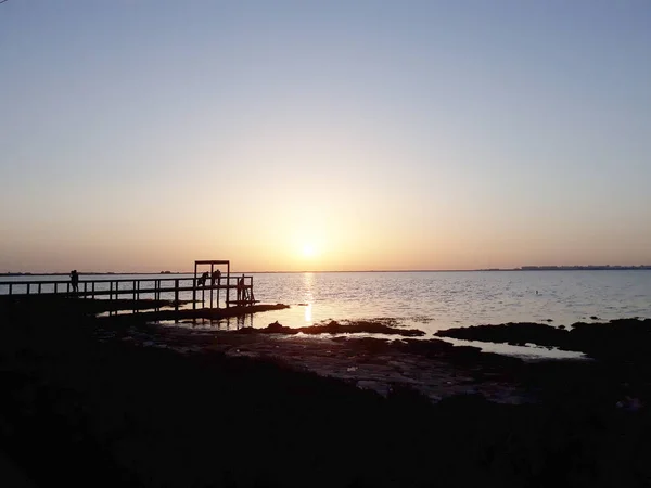 Ηλιοβασίλεμα Στην Ακτή Του Σαν Φερνάντο Κάντιθ Ανδαλουσία Ισπανία Ευρώπη — Φωτογραφία Αρχείου