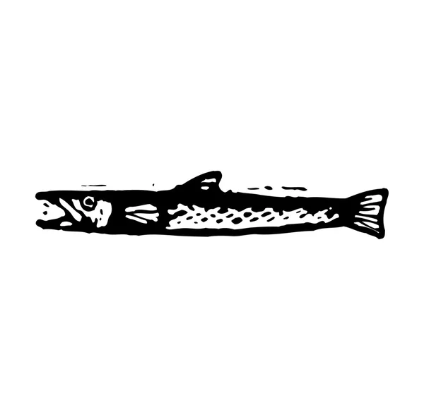 Poisson - dessin noir — Image vectorielle