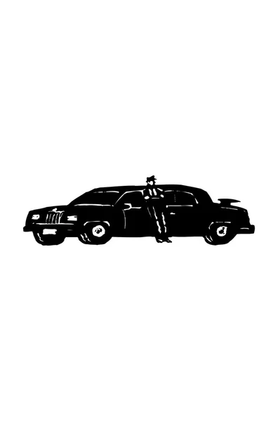 Vektor illustration av en chaufför i limousine — Stock vektor