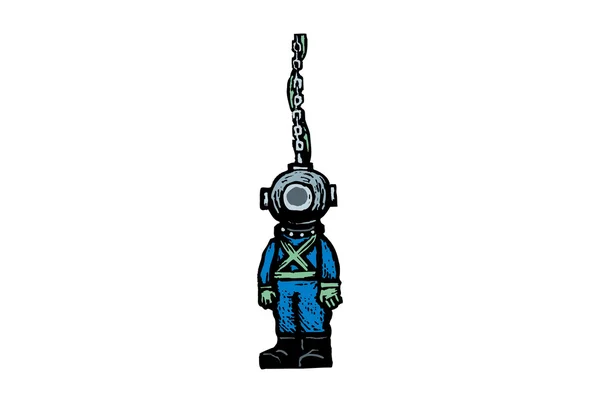 深海潜水员的插图 — 图库矢量图片