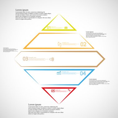 Infographic şablon rhombus şeklinde beş renk parçalara bölünmüş