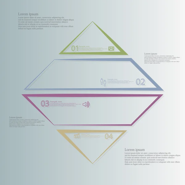 Modello infografico con forma rombo diviso in quattro parti di colore — Vettoriale Stock
