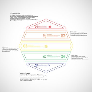 Sekizgen illüstrasyon Infographic özetliyor tarafından oluşturulan beş renk bölümleri