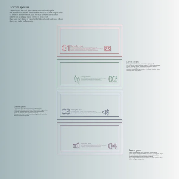 Infografica con barra divisa in quattro parti a colori da contorni doppi — Vettoriale Stock