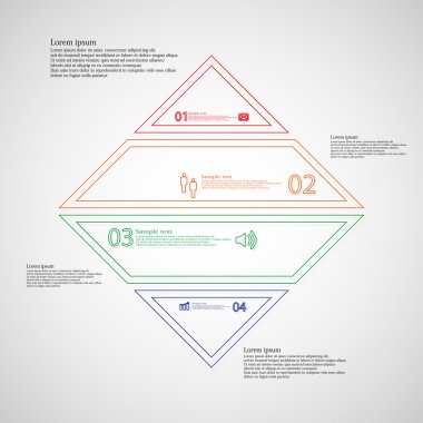 Rhombus Infographic şablonu Çift Kişilik anahatlar için dört bölüme ayrılmıştır