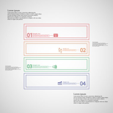 Kare Infographic şablonu Çift Kişilik anahatlar için dört bölüme ayrılmıştır