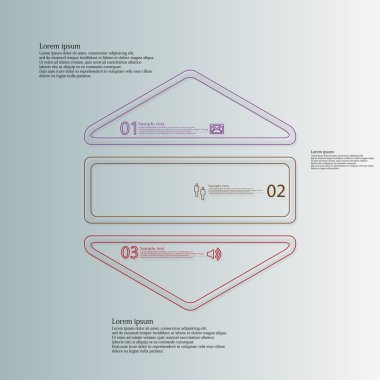 Altıgen şekil Infographic şablonu, ana hatları üzerinden üç bölümden oluşur