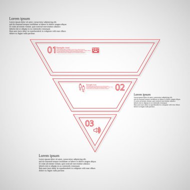 Üçgen şekli Infographic şablonu, ana hatları üzerinden üç bölümden oluşur