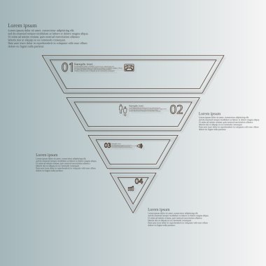 Üçgen şekli Infographic şablonu, ana hatları üzerinden dört bölümden oluşur