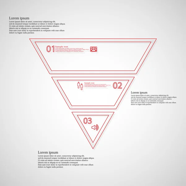 Üçgen şekli Infographic şablonu, ana hatları üzerinden üç bölümden oluşur