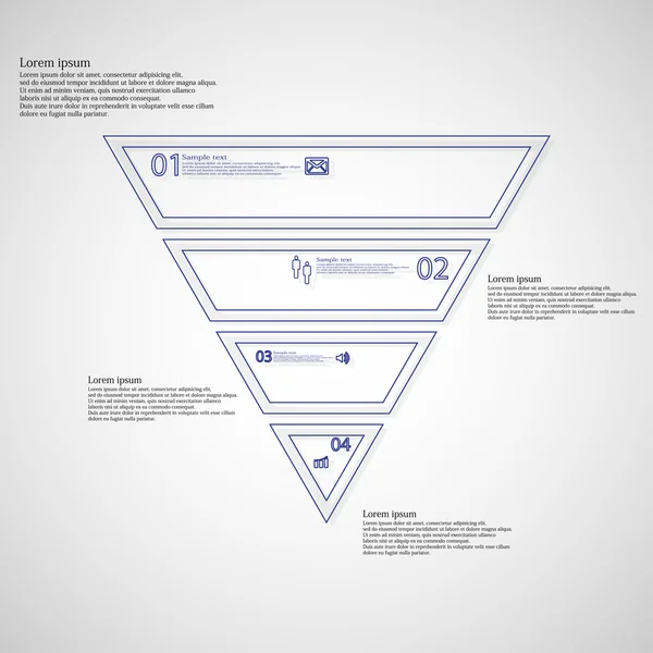 Triangel form infographic mallen består av fyra delar från konturer — Stock vektor