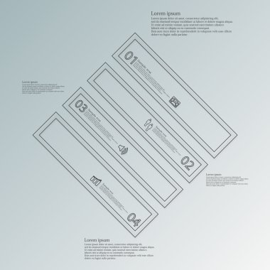 Rhombus dört karanlık parçaları Infographic mavi arka plan üzerinde bölünmüş