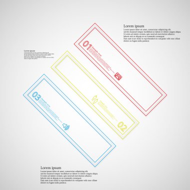 Üç renk bölümleri Infographic ışık arka plan üzerinde bölünmüş rhombus