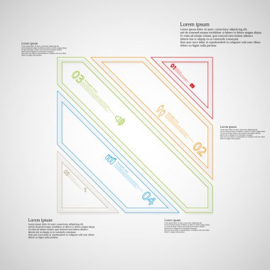Kare beş renk bölümleri Infographic ışık arka plan üzerinde bölünmüş