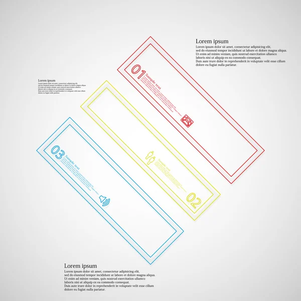 Rombo diviso in tre parti a colori infografica su sfondo chiaro — Vettoriale Stock