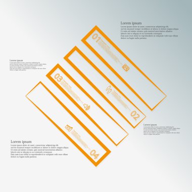 Infographic şablon rhombus şeklinde dört portakal parçalara bölünmüş